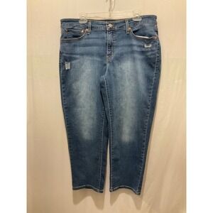 Levis Boyfriend Jeans Womens 18W Medium Wash Distressed Denim Relaxed Fit